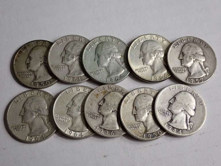 (10) WASHINGTON QUARTERS - 90% SILVER image