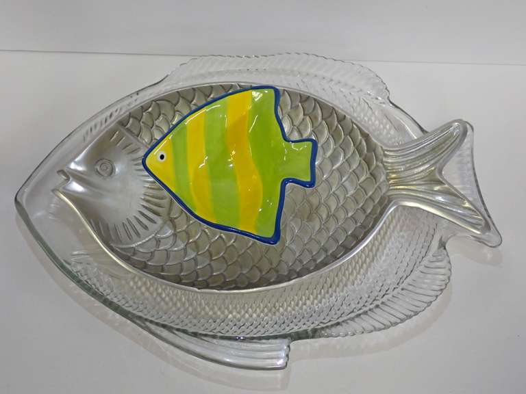Fish Shaped Serving Plates with Small Fish Bowl image
