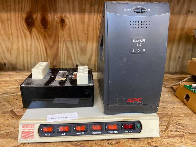 Memorex power center, powers up, working condition unknown, also includes an APC surge protector, working condition unknown, and Super Isolator, ISO – 11, working condition unknown, see pictures for details. image