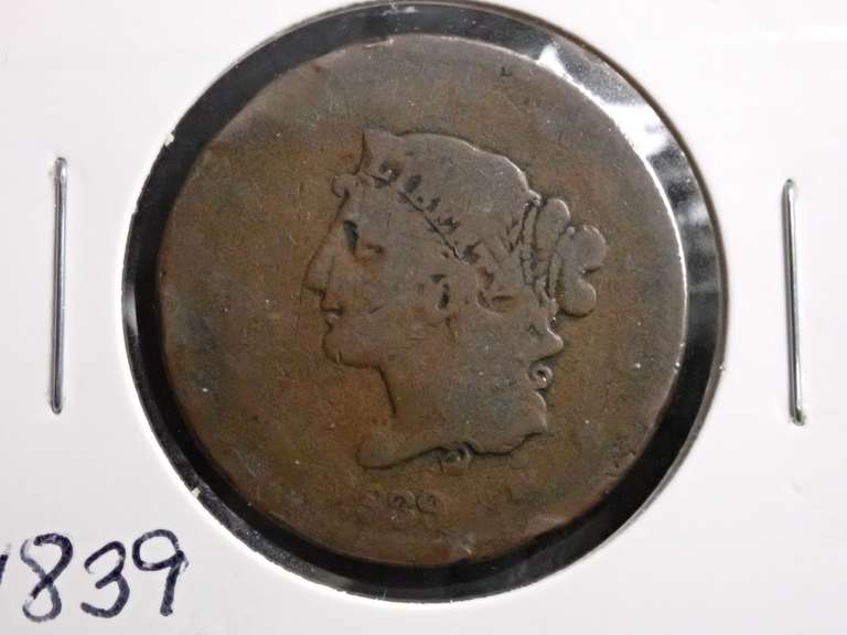 1839 CORONET HEAD LARGE CENT image