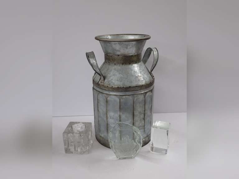 Metal Milk Can with Glass Decorative Accents image