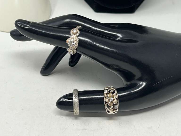 Ladies fashion rings, all three pieces are stamped 925, see pictures for details. image
