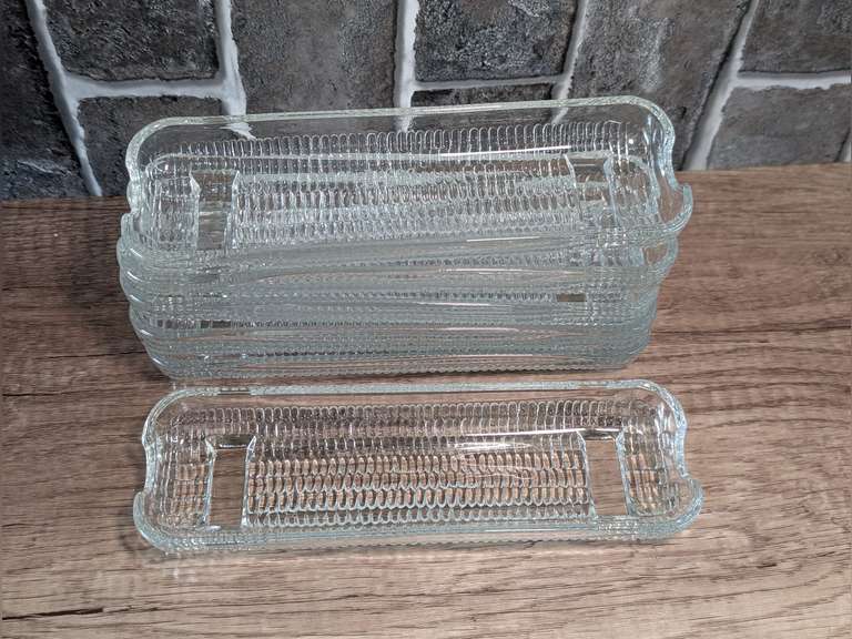 SIX VINTAGE FORMAL GLASS CORN DISHES image