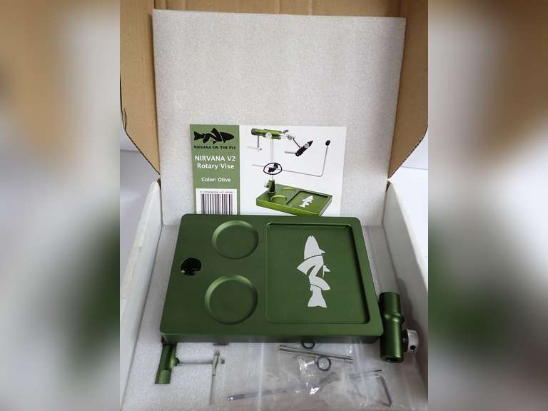 Nirvana On The Fly V2 Rotary Fly Tying Vise - Olive Green (Missing a piece-See photos) image