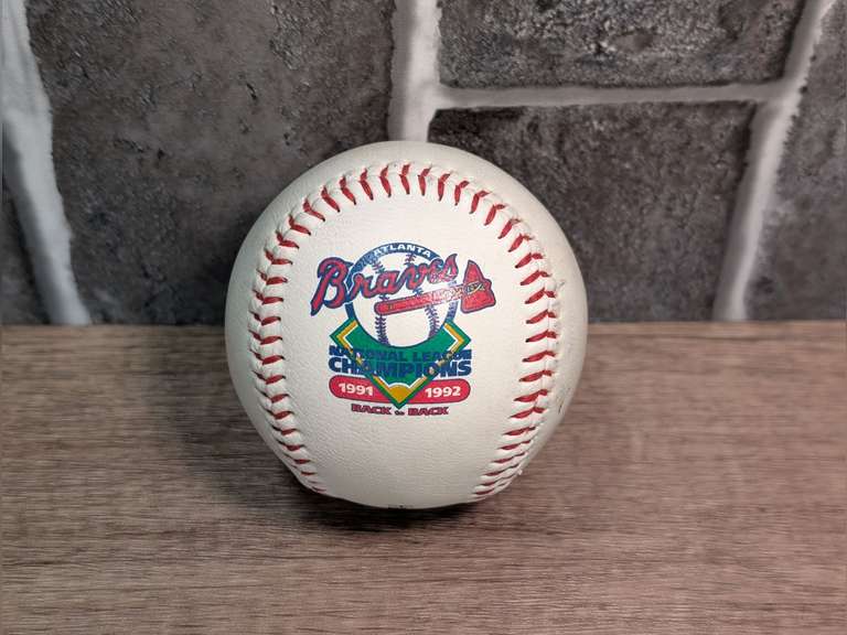 BRAVES NATIONAL NATIONAL LEAGUE CHAMPIONS 1991 1992 BACK-TO-BACK PROMOTIONAL BASEBALL image