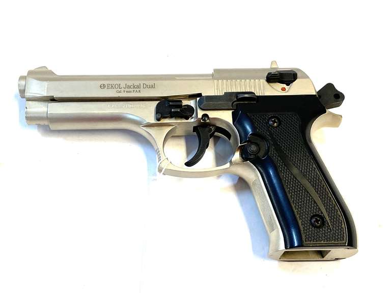 Ekol, Jackal Dual 9MM Blank Pistol Dual Action Stainless Steel Blank Firing Pistol, see pictures for details. image