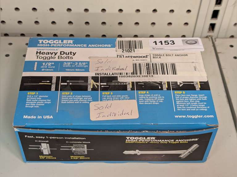 BOX OF SNAPTOGGLE HEAVY DUTY MARINE TOGGLE BOLTS image