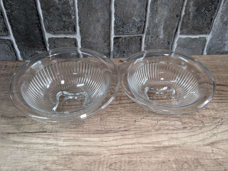 PAIR OF RIBBED NESTING SERVING BOWLS image