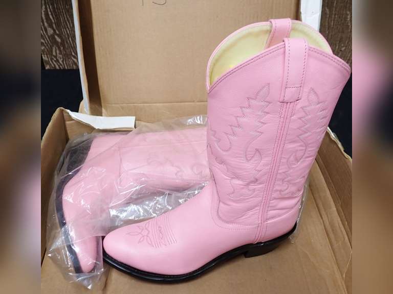 Jama Old West Pink Leather Cowboy Boots image