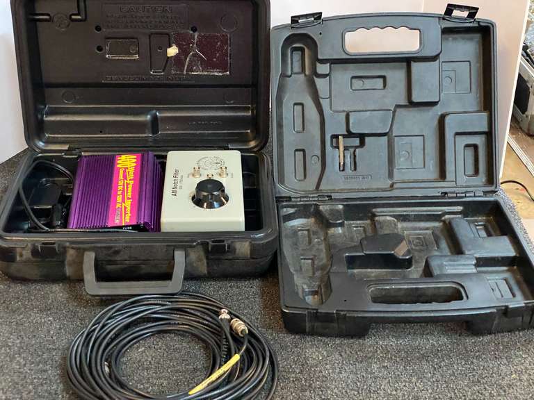JVC 400 W power inverter, also comes with an AM notch filter, working condition unknown on these items, also comes with an empty craftsman cordless box, see pictures for detail details. image