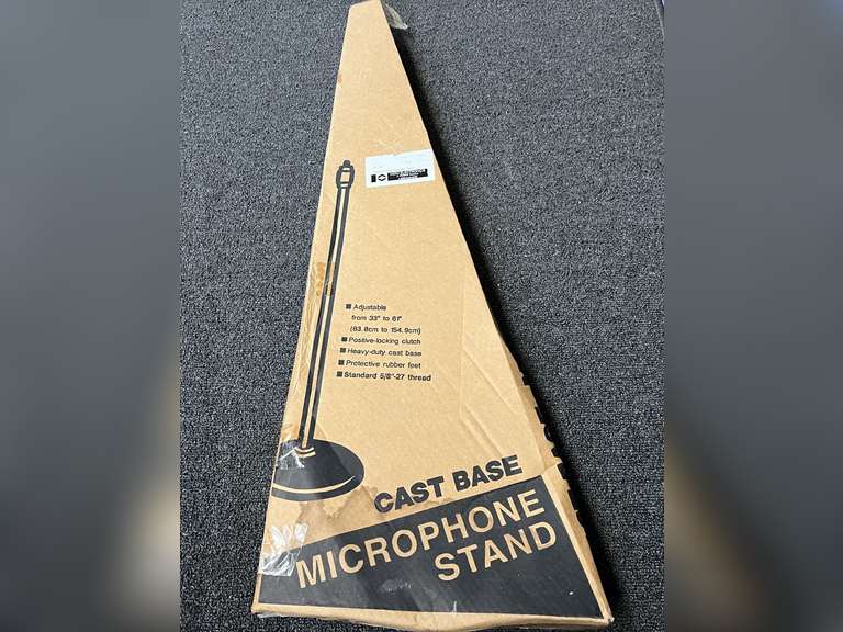 Cast base microphone stand, comes in original box, see pictures for details. image