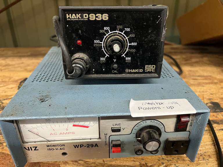 VIZ WP-29A ISO-V-AC Monitor, powers up, working condition unknown, also includes Hakko 936 soldering station, did not power up, see pictures for details. image