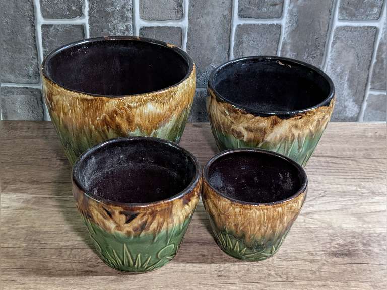 GLAZED POTTERY NESTING PLANTERS image