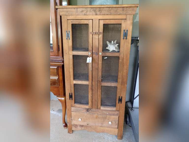 Rustic Wood Pie Safe with Drawer image