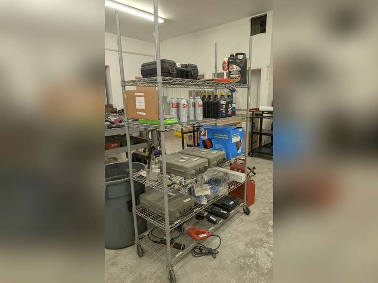 FIVE TIER ROLLING WIRE SHELVING UNIT image