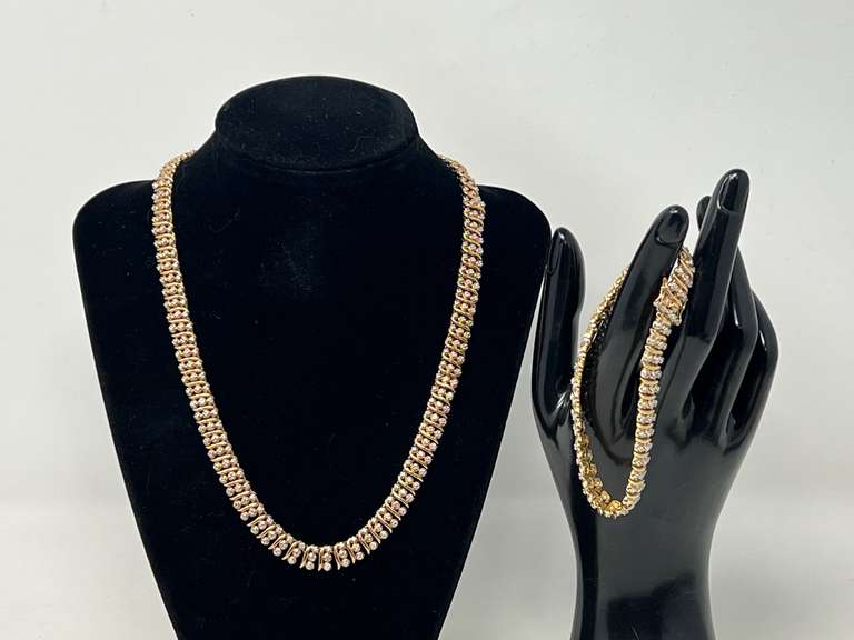 Plated necklace and bracelet set, both pieces are stamped 925, see pictures for details. image