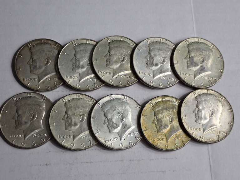 (10) KENNEDY HALF DOLLAR COINS - 40% SILVER image