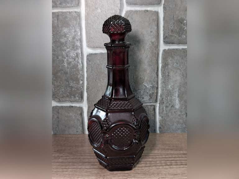 VINTAGE AVON CAPE COD RUBY RED GLASS DECANTER image