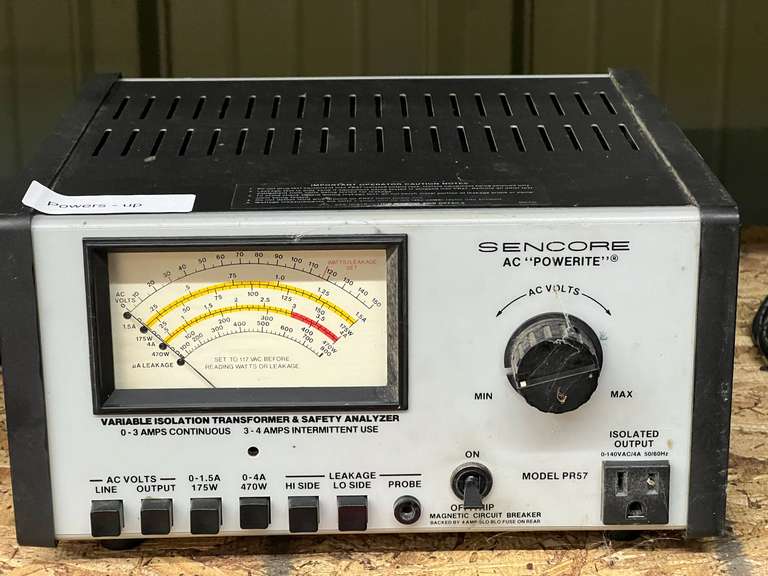 Sencore AC “Powerite”, variable isolation transformer and safety analyzer, powers up, working condition unknown, see pictures for details. image