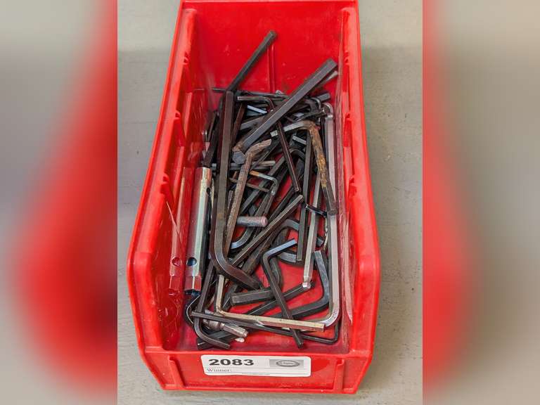 STACKABLE STORAGE BIN FILLED WITH ALLEN WRENCHES image