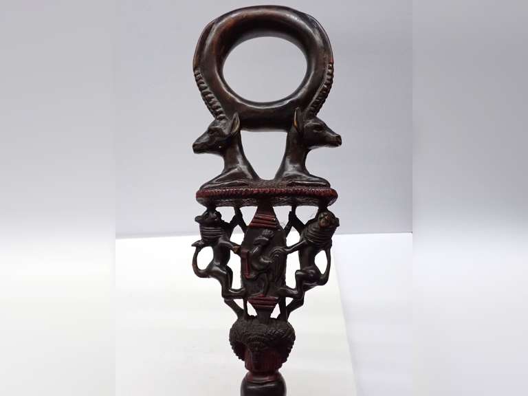 Kamba Tribe Carved Wood Walking Stick image