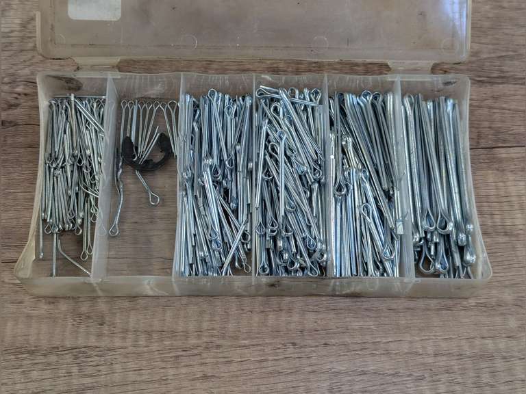 LARGE LOT OF ASSORTED COTTER PINS IN ORGANIZER image