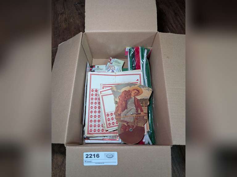 ANTIQUE FUNERAL HOME FAN, ANTIQUE PUNCH BOARDS, NEW MARY ENGELBREIT BOOKMARKS, PIPE CLEANERS, DECORATIVE MAGNETS AND MORE image