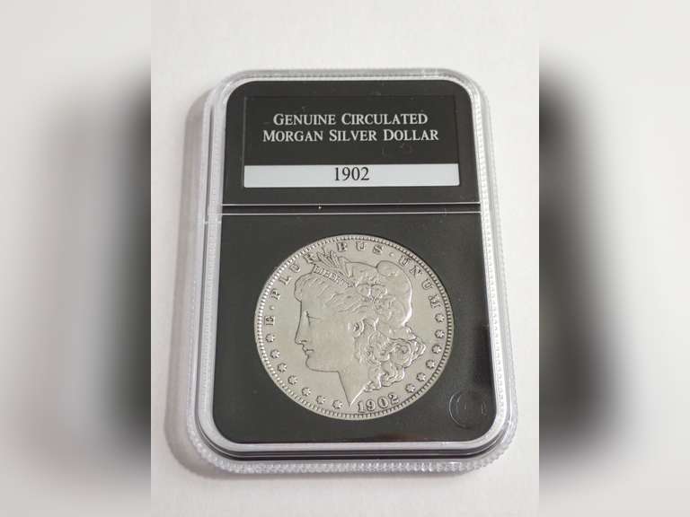 1902 MORGAN SILVER DOLLAR COIN, PCS GENUINE CIRCULATED image