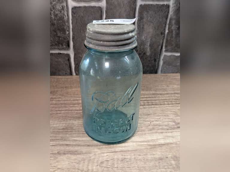 ANTIQUE BLUE GLASS BALL PERFECT MASON JAR image