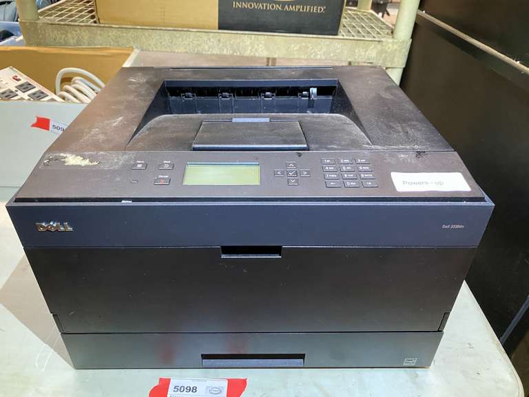 Dell 3330DN workgroup laser printer, powers up, working condition unknown, see pictures for details. image