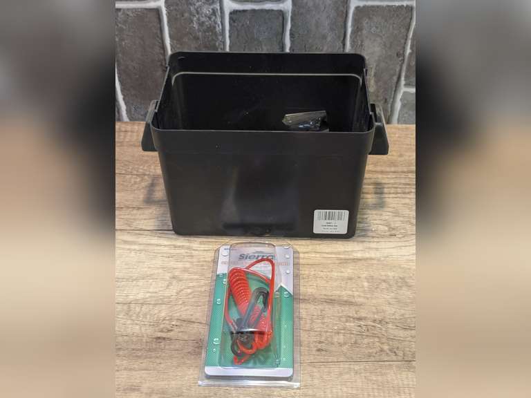 SMALL MARINE BATTERY BOX AND SIERRA REPLACEMENT KILL SWITCH LANYARD FOR YAMAHA image