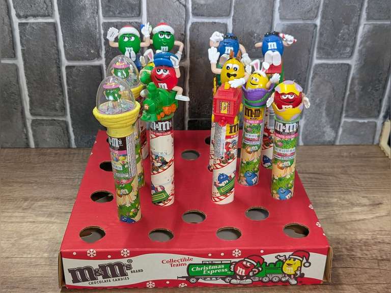 M&M CHOCOLATE CANDIES CHRISTMAS EXPRESS RETAIL DISPLAY AND TUBES image