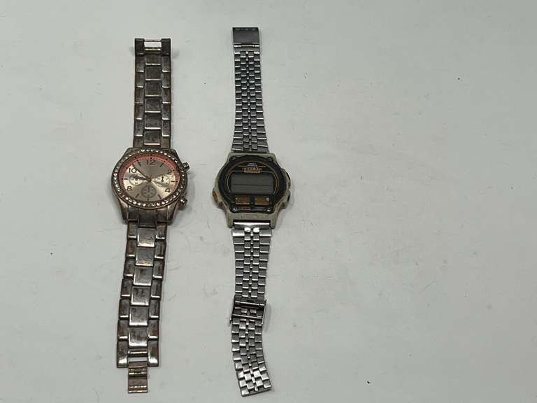 Men’s watches, two pieces, band needs replacing on the Timex, the other watchband is pitted, see pictures for details. image