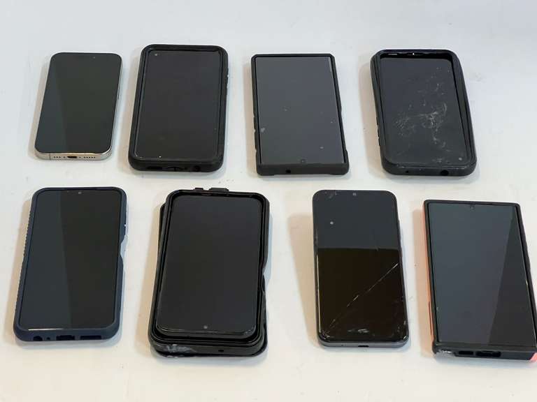 Assorted cell phones, some with cracked screens, see pictures for details. image