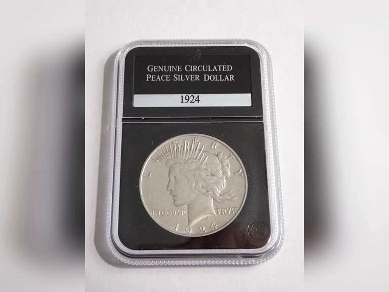 1924 PEACE DOLLAR COIN, PCS GENUINE CIRCULATED image