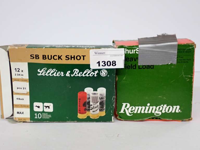 Remington ShurShot and Lellier & Bellot SB Buck Shotgun Shells-Both boxes half full image