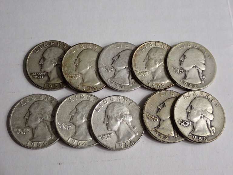 (10) WASHINGTON QUARTERS - 90% SILVER image