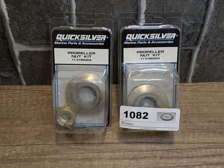 PAIR OF QUICKSILVER PROPELLER NUT KITS, BOTH FIT MERCURY/MARINER 30/40 HORSEPOWER 1989 AND NEWER PLUS 50/60 HORSEPOWER 1991 AND NEWER EXCLUDING BIGFOOT MODELS image