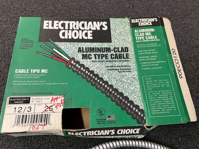 Electricians Choice aluminum – clad MC type cable, partial box, see pictures for details. image
