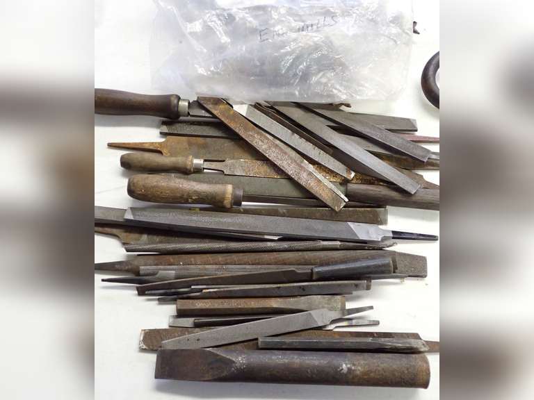 Mixed Lot of Files, Chisels, and End Mills image
