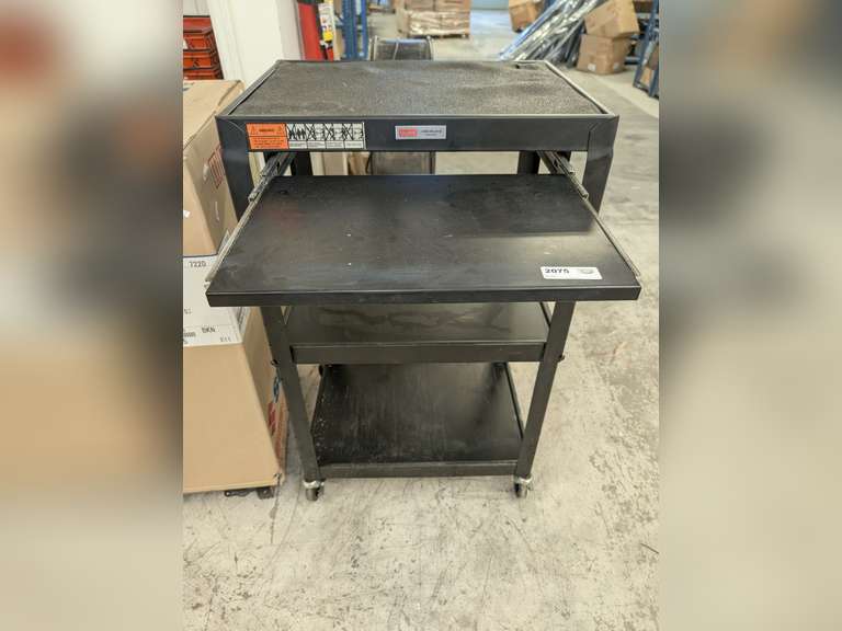 ULINE THREE-TIER SHOP CART WITH PULL OUT KEYBOARD SHELF image