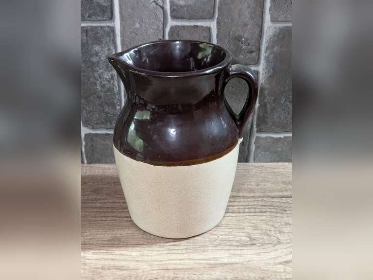 VINTAGE LARGE GLAZED POTTERY PITCHER MARKED USA image
