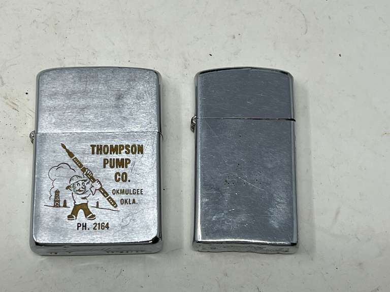Zippo lighters, two pieces, see pictures for details. image