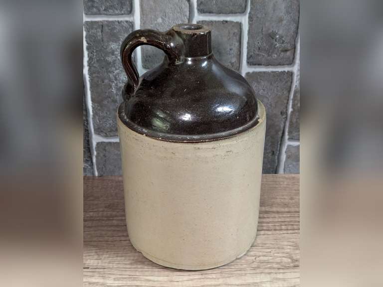 ANTIQUE POTTERY WHISKEY JUG image