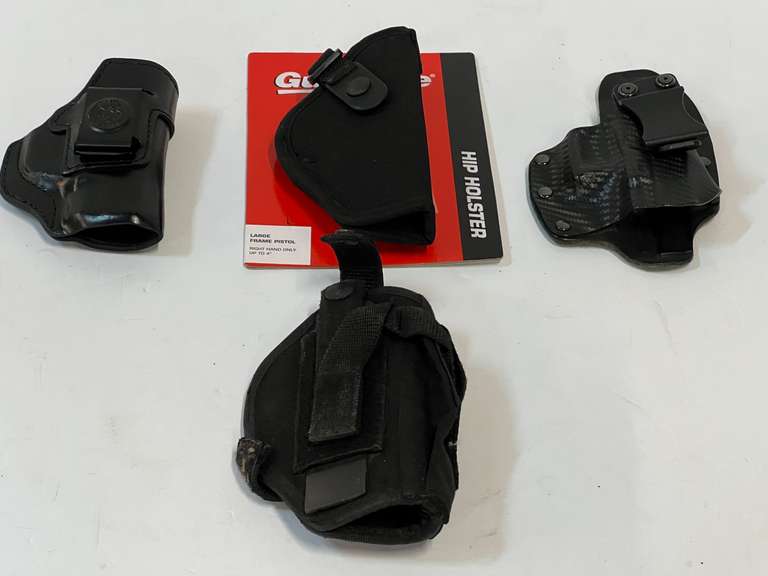 Assortment of hip holsters, four pieces, see pictures for details. image