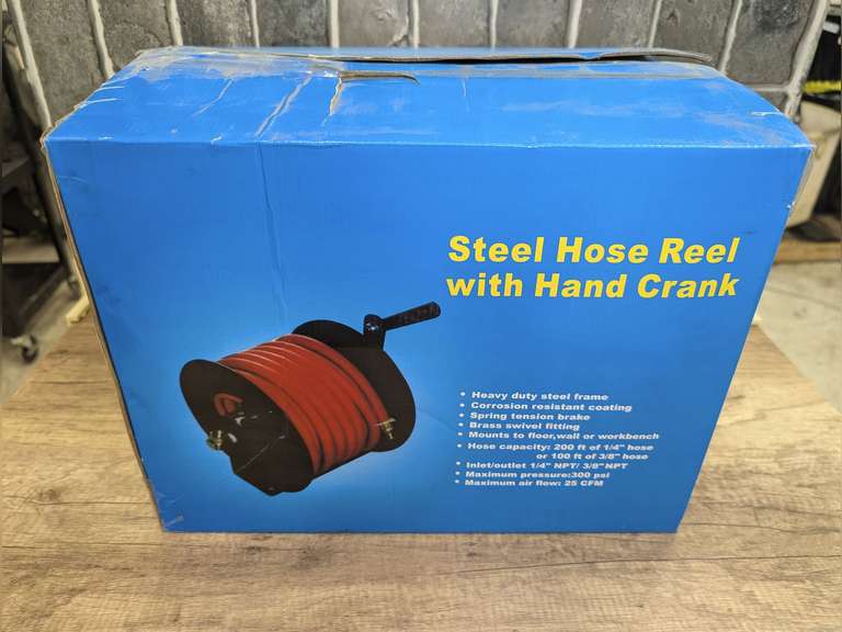 ASC STEEL HOSE REEL WITH HAND CRANK IN ORIGINAL BOX image