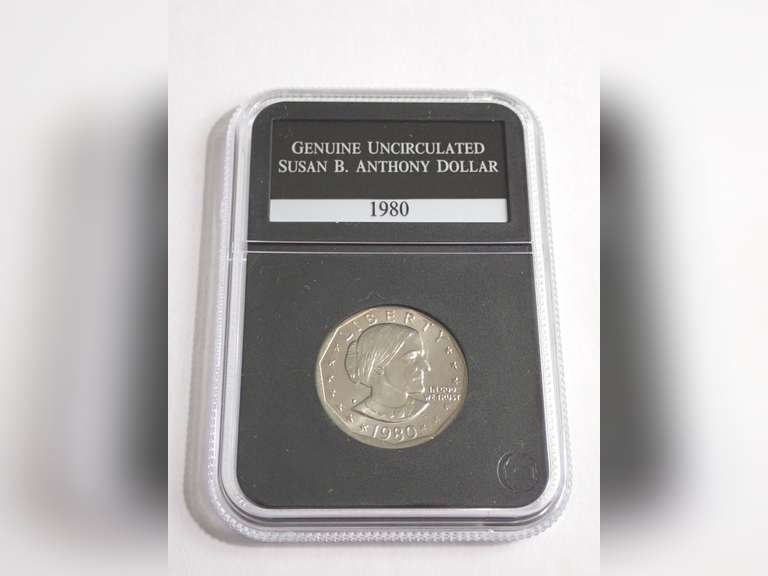 1980 SUSAN B. ANTHONY DOLLAR COIN, PCS GENUINE UNCIRCULATED image