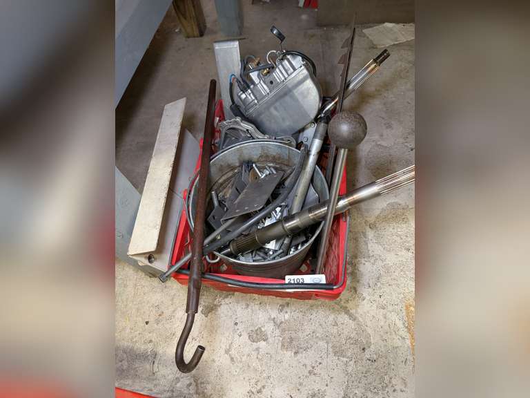 STAPLES BASKET FILLED WITH 4-STROKE OUTBOARD FUEL INJECTION PARTS, PROP SHAFTS, STAINLESS STEEL FASTENERS, BEARINGS, BRACKETS, AND MORE image