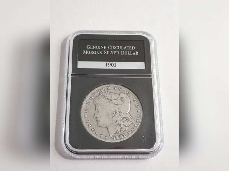 1901 MORGAN SILVER DOLLAR COIN, PCS GENUINE CIRCULATED image
