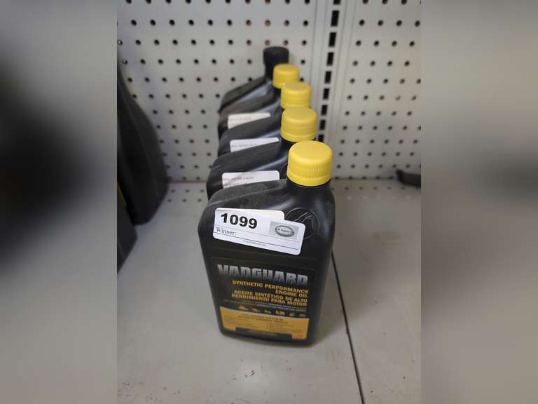FOUR SINGLE QUART BOTTLES OF VANGUARD SYNTHETIC PERFORMANCE ENGINE OIL, SAE 15W-50 PLUS 1 QUART SEASTAR HYDRAULIC STEERING FLUID image